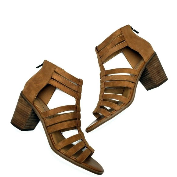 Lucky Brand Shoes - Lucky Brand Kyndrah Brown Leather Cage Heels